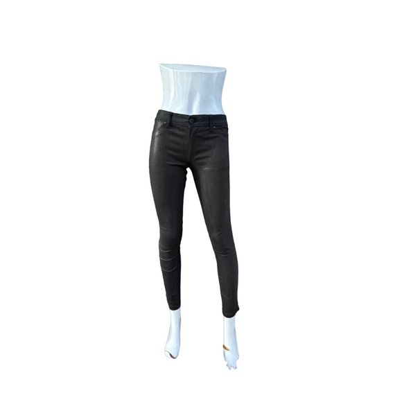 DL1961 Emma Power Legging Lamb Leather Skinny Jeans Coated Denim Edgy Sz 29 - Picture 1 of 16